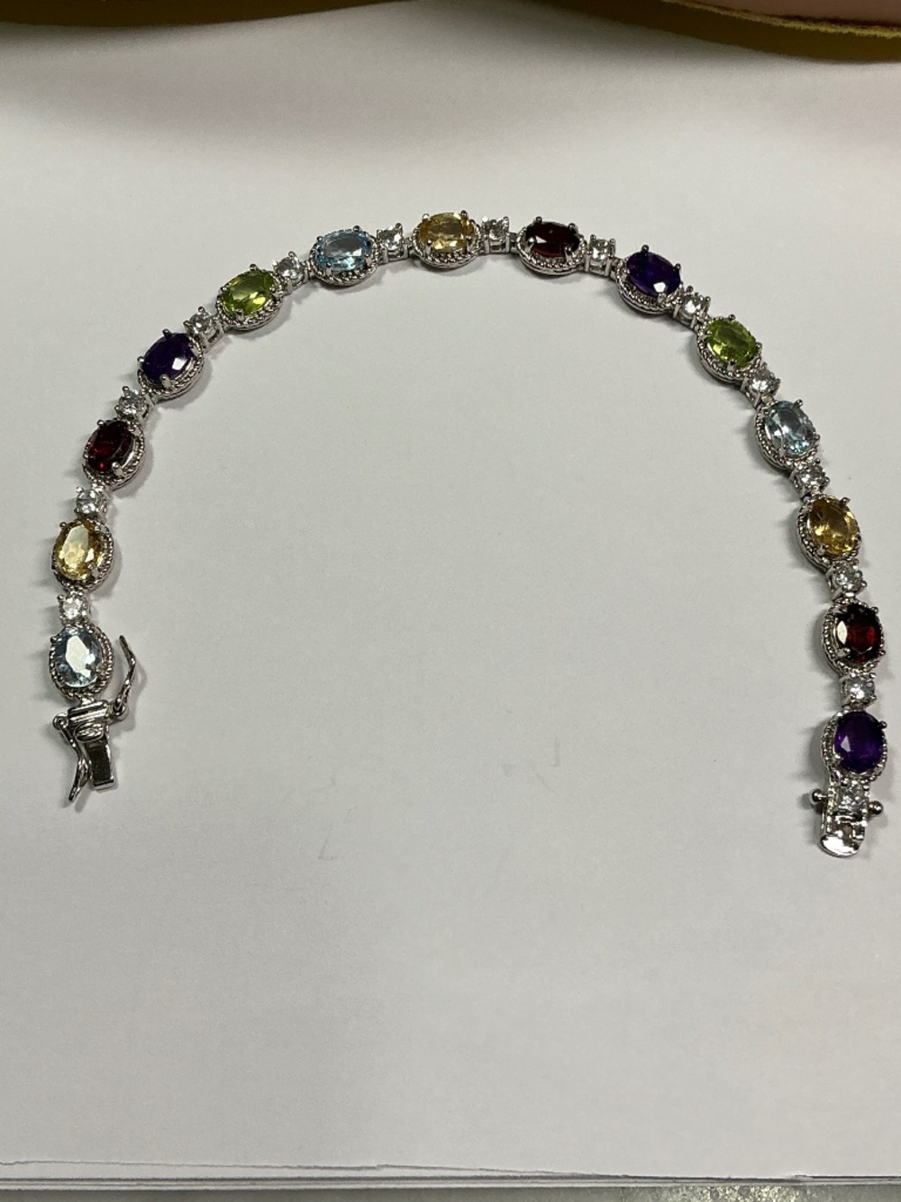 Ross Simons Sterling Silver Multi Gemstone Bracelet. 7.5 inches long